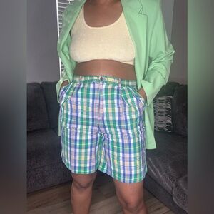 Plaid Green and Blue Women's Shorts
